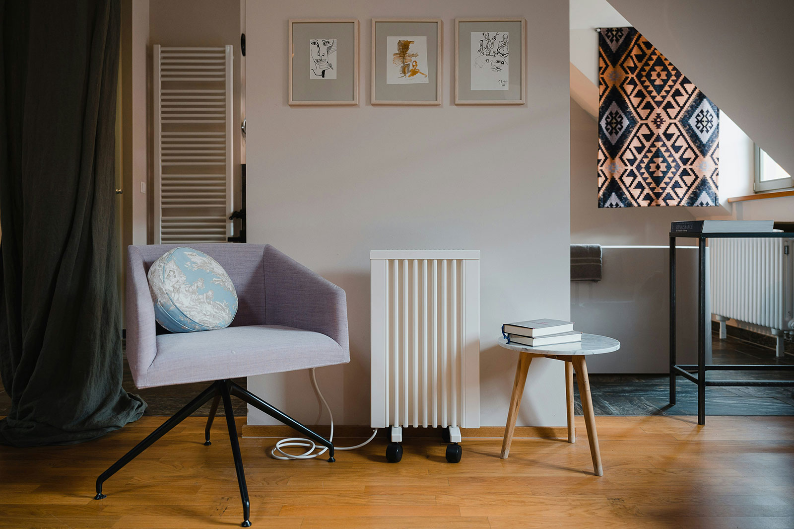 Modern home interior with electric radiator heating