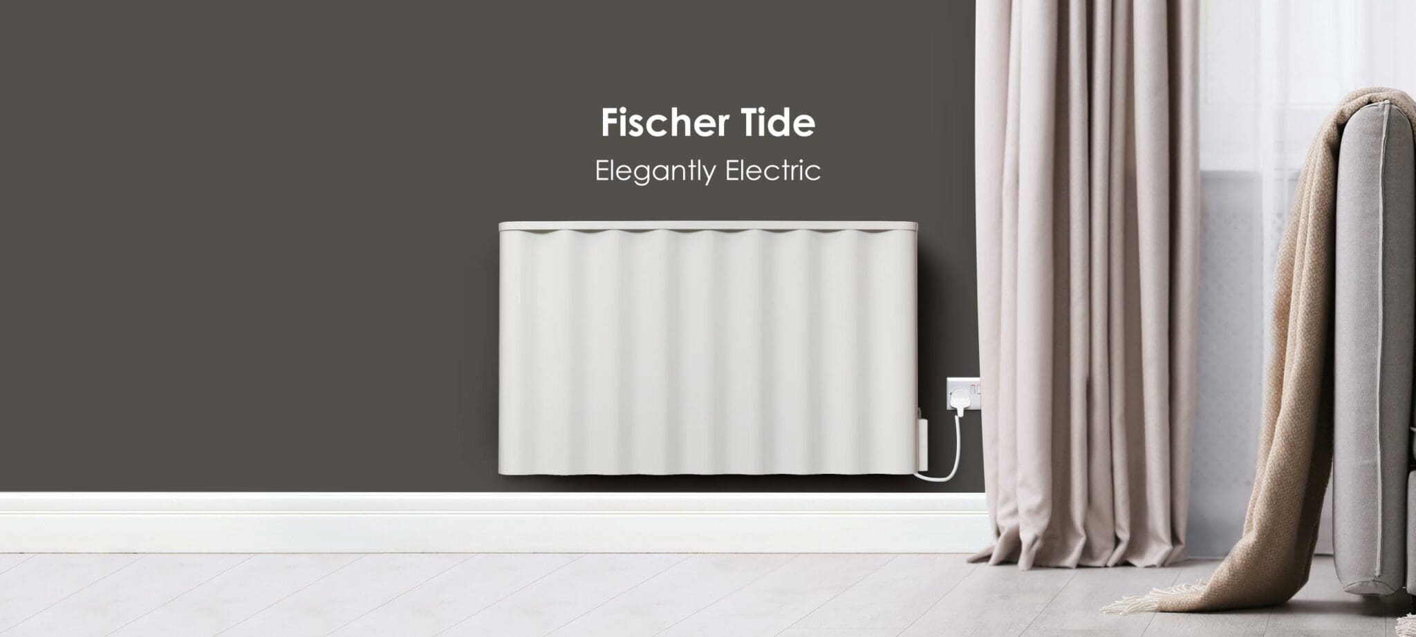 Fischer's Tide radiator with the caption, elegantly electric.