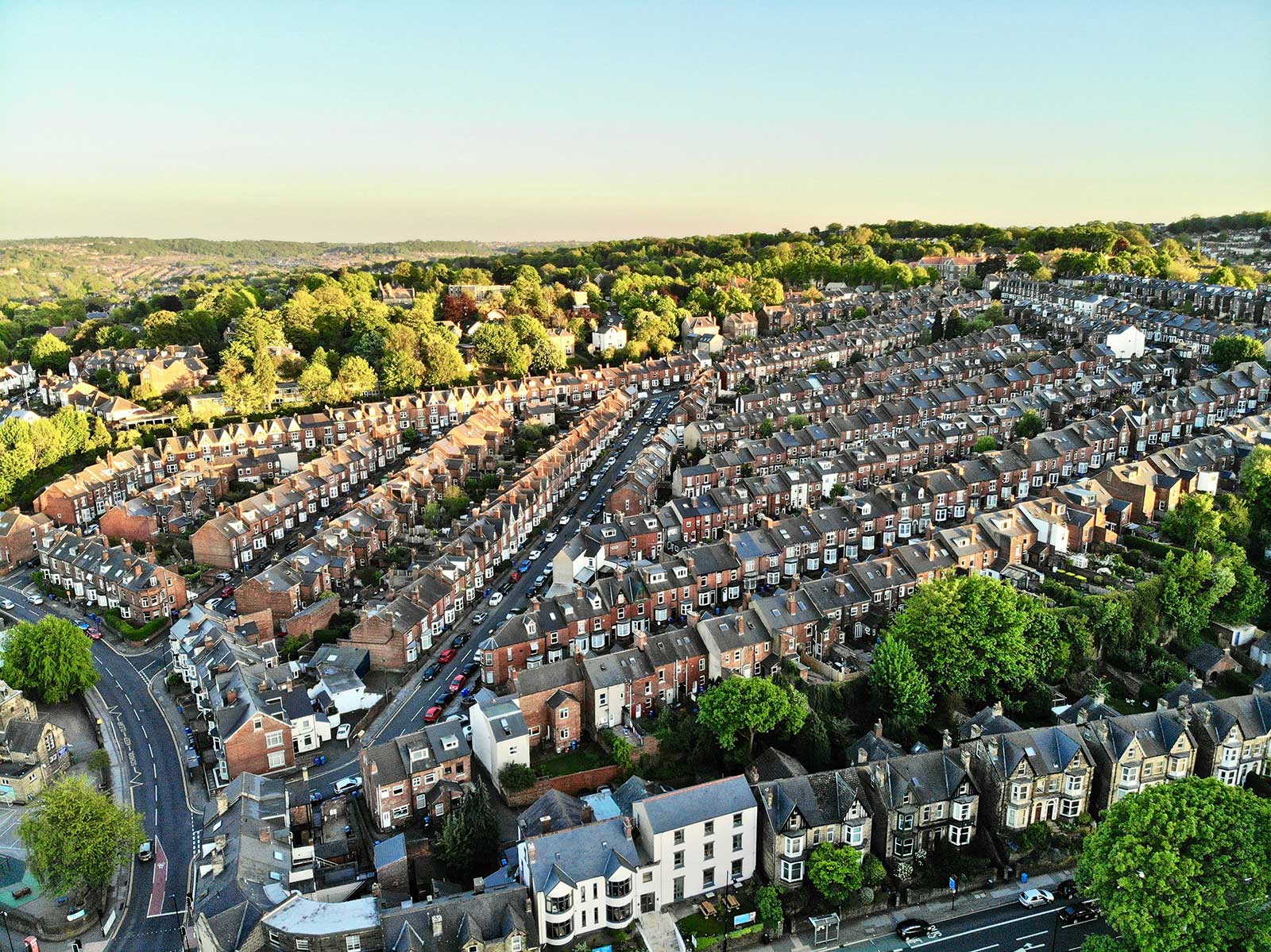 Birds-eye view of homes